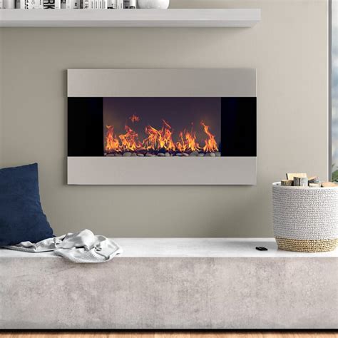 Orren Ellis Carreon Stainless Steel Wall Mounted Electric Fireplace
