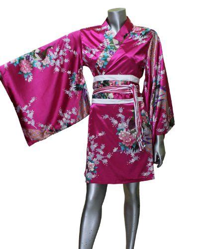 Short Yukata Japanese Kimono Womens Satin Silk Clothing Impulse