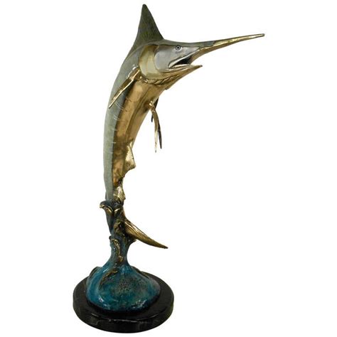 Mid Century Modern Style Ornate Bronze Marlin Nautical Sculpture At 1stdibs