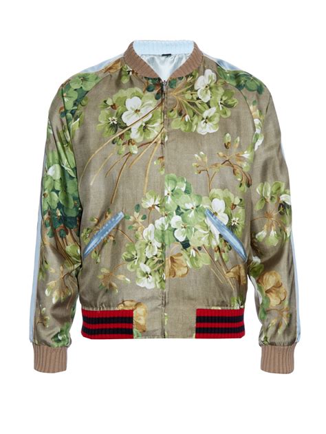 Gucci Reversible Silk Bomber Jacket For Men Lyst