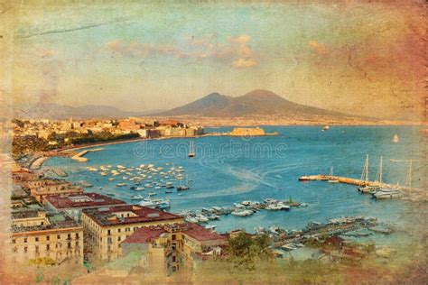 Panorama Di Napoli Vista Del Porto Nel Golfo Di Napoli Fotografia