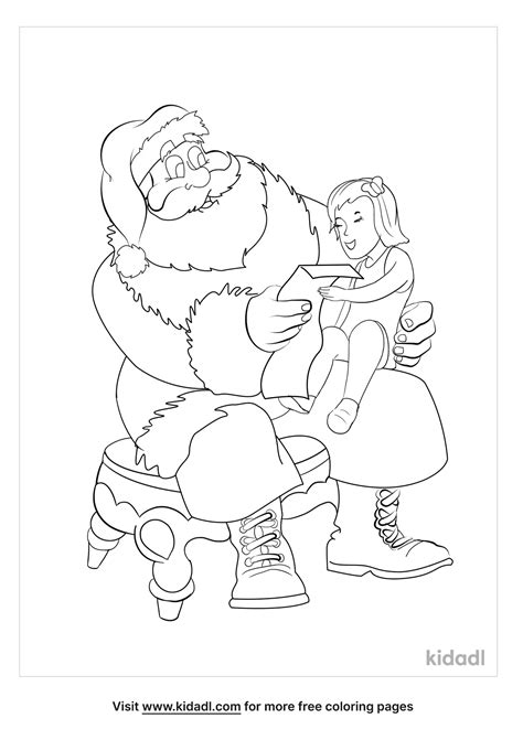 Free Santa And Little Girl Coloring Page Coloring Page Printables