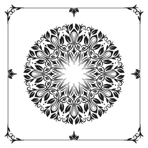 Line Art Mandala Black And White 7453439 Vector Art At Vecteezy