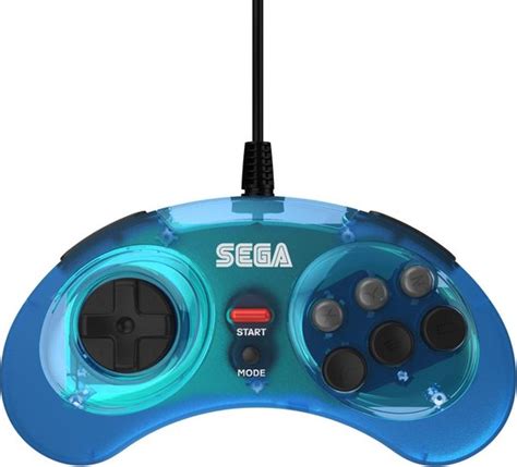 Retro Bit Sega Mega Drive 8 Button Usb Controller Clear Blue