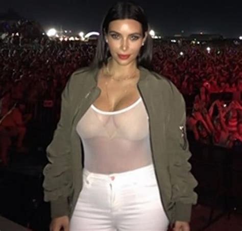 Kim Kardashian Shows Her Nipples While In A Wet T Shirt And Thong Bikini