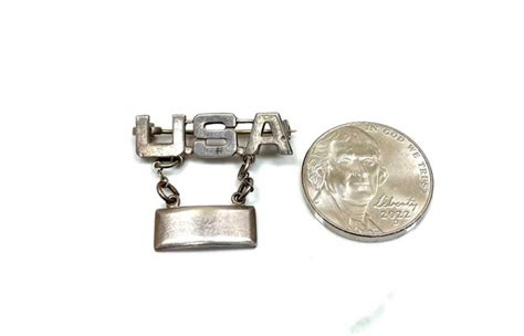 Vintage Ww2 Us Navy Sterling Silver Sweetheart Pin Gem