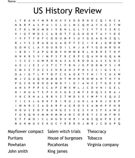Us History Review Word Search Wordmint