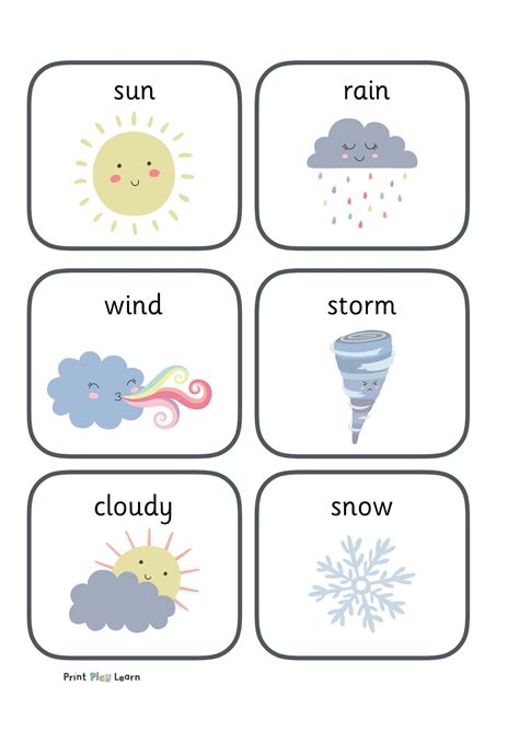Weather Flashcards Printable Teaching Resources Print Play Learn