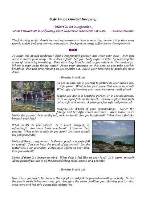 Guided Imagery Script Pdf 90870 Safe Place Guided Imagery