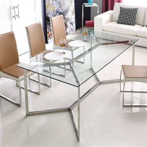 20 The Best Glass And Stainless Steel Dining Tables
