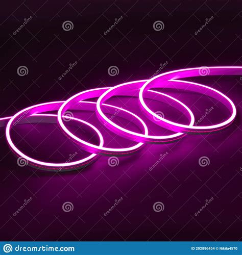 Purple Glowing Led Neon Flex Strip On Black Dark Background Stock Illustration Illustration Of