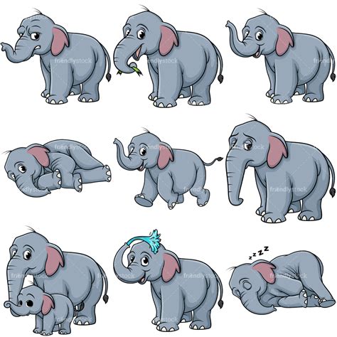 Wild Elephant Cartoon Clipart Collection Friendlystock