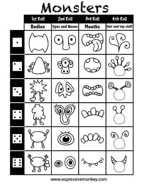 Make A Monster Dice Game Art Activities Art For Kids Elementary Art