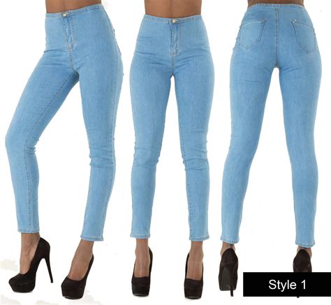 ladies ripped sexy skinny jeans womens high waist jegging plus size 8 22 ebay