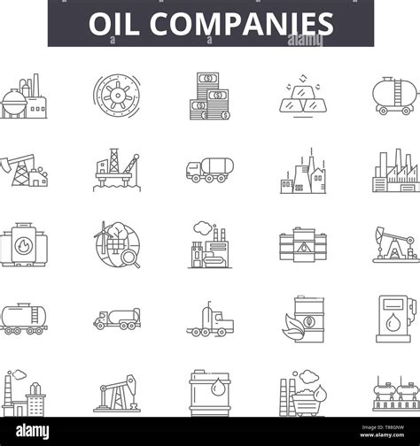 Oil Companies Line Icons Signs Vector Set Outline Concept Linear
