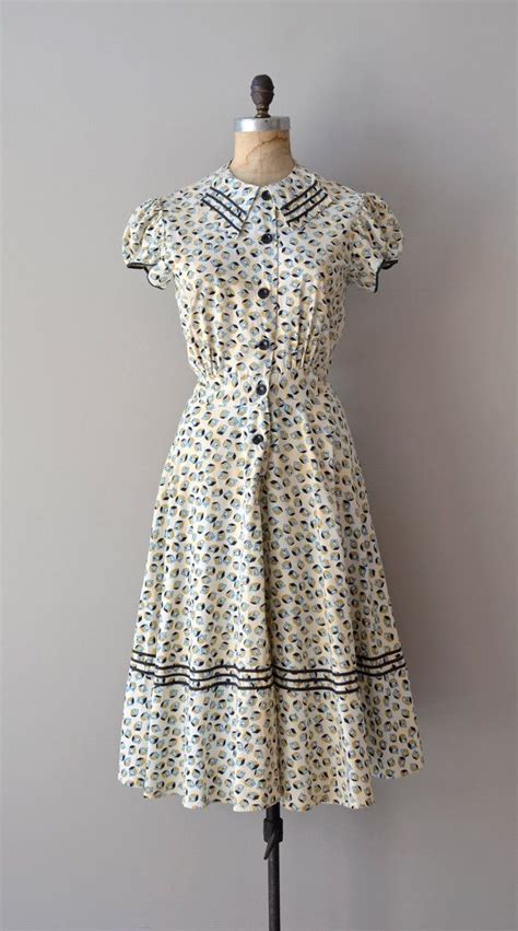 1930s Cotton Day Dress Robes Vintage Vintage Dresses Vintage Outfits