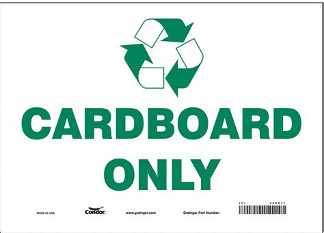 Condor Safety Sign Cardboard Only Sign Header No Header Vinyl 10 In