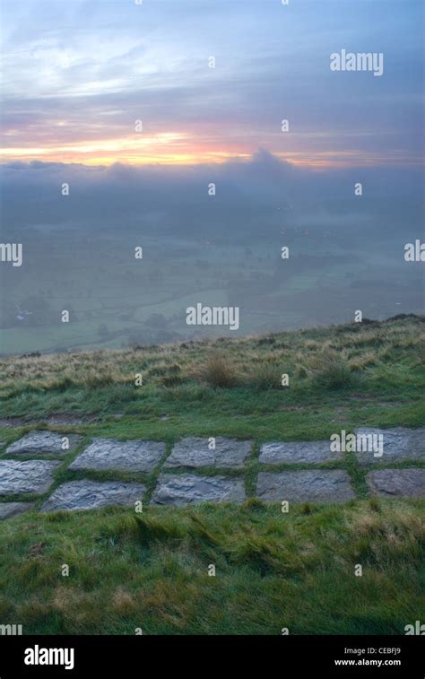 Morning Sunrise In Hope Valley From The Great Ridge Between Mam Tor