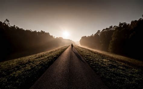 Photography Landscape Nature Sunrise Road Grass Trees People