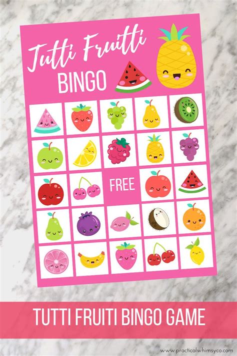 Fruit Birthday Party Printable Summer Tutti Fruitti Bingo Cards For