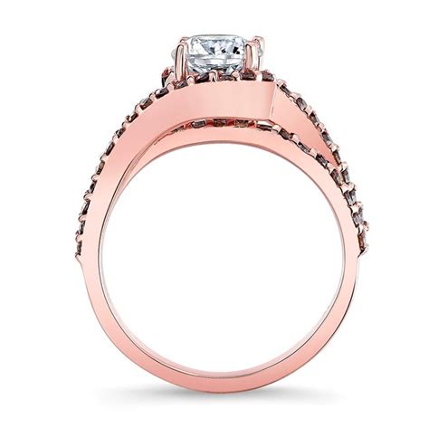 Atlas®:x wide ring in rose gold with diamonds. Barkev's Rose Gold Engagement Ring With Champagne Diamonds 7848LPCW