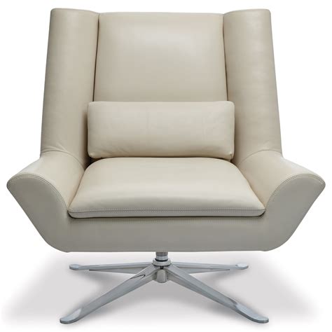 American Leather Luke Contemporary Swivel Chair With Metal Base