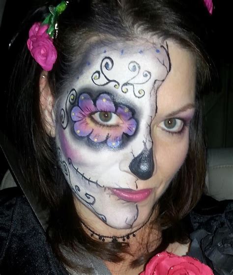 Half Sugar Skull Face Paint For Girls Women Halloween Makeup Sugar