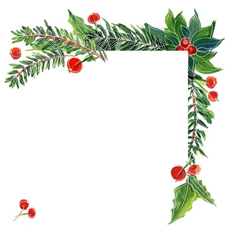 Christmas Watercolor Frame With Holly And Ale 13666662 Png