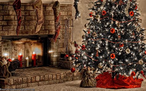 Warm Christmas Fireplace X Wallpaper Freechristmaswallpapers Net