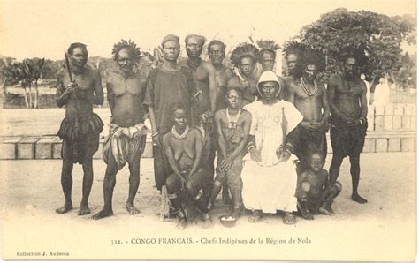 translated caption reads french congo native chiefs of the nola region front row sitted