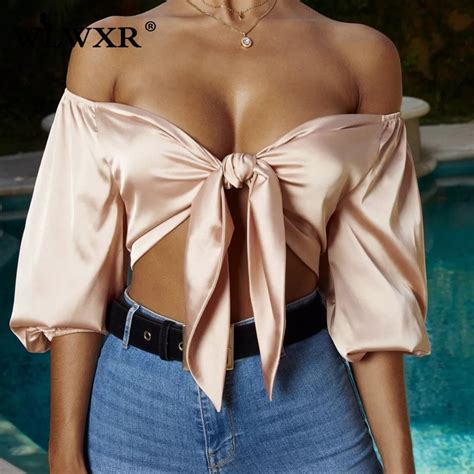 Wlwxr Lace Up Strapless Sexy Bodycon Crop Top Women T Shirt Cropped