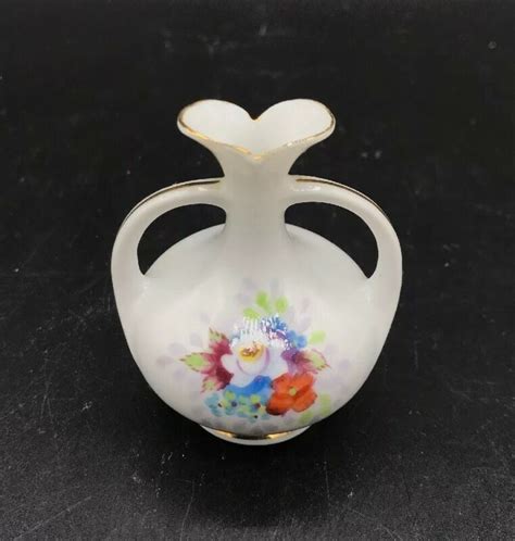 Vintage Mini Porcelain Hand Painted Floral Vase Occupied Japan