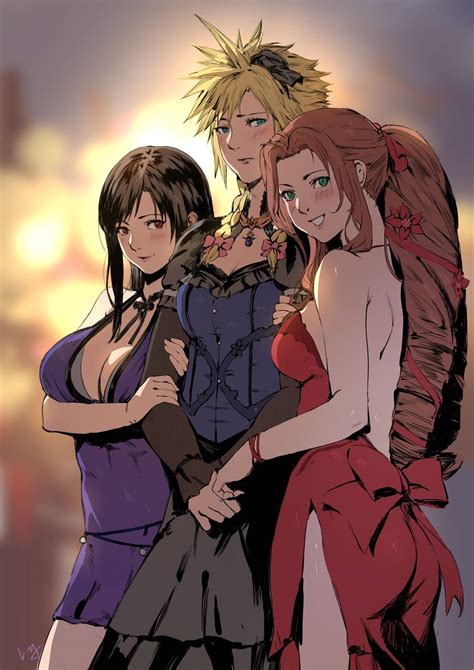 Cloud With Tifa And Aerith Scrolller