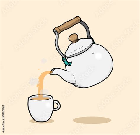 Serving A Tea A Hand Drawn Vector Illustration Of The Act Of Pouring A