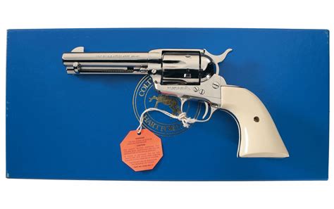 Colt Nickel Plated Single Action Army Revolver With Holster And Box