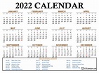 2022 Free Calendar Templates - FREE PRINTABLE TEMPLATES
