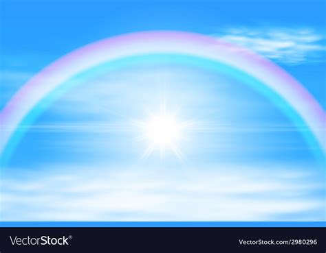Sun In A The Sky With Rainbow Royalty Free Vector Image
