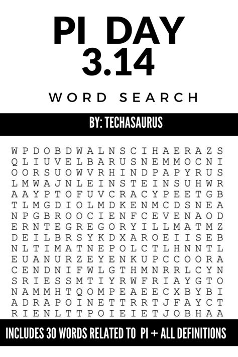 Pi Day Activity Pi Vocabulary Word Search Vocabulary Sudoku Printable