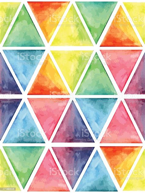 Watercolor Geometric Designs In A Seamless Pattern Stock Illustration