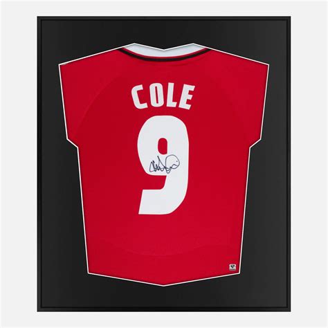 Framed Andy Cole Signed Manchester United Shirt 1999 Treble Mini