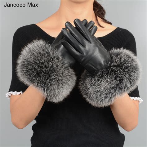 2018 new arrival genuine leather glove real sheepskin and fox fur gloves women s fashion style