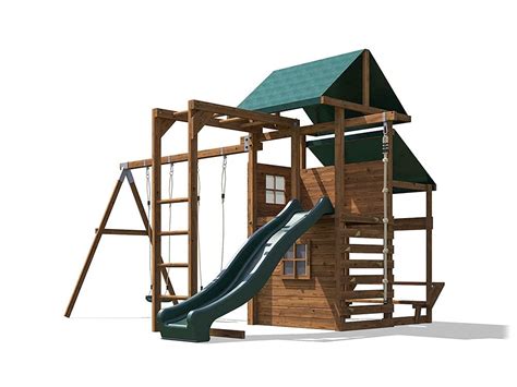 Kids Wooden Garden Climbing Frame Pressure Treated Playhouse Wave Swing