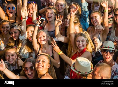 Crowds Of Fans Enjoying The Performances At The Big Tribute Music Stock