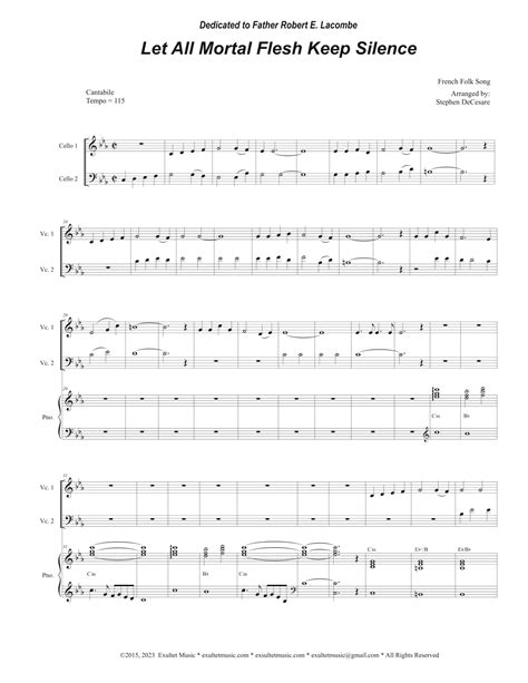 Let All Mortal Flesh Keep Silence Cello Duet Alternate Version Arr