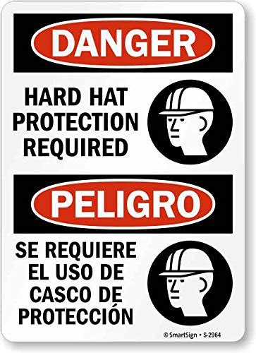 Smartsign Danger Hard Hat Protection Required Bilingual Sign 10