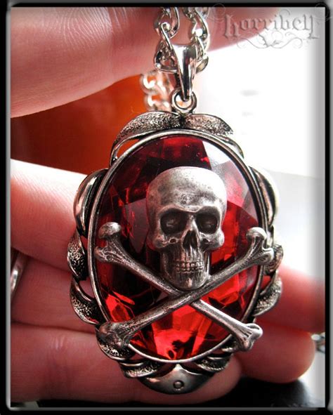 Red Skull Pendant Necklace Skull Necklace Skull Jewelry Etsy