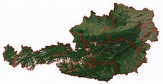 Detailed satellite map of Austria with borders of administrative ...
