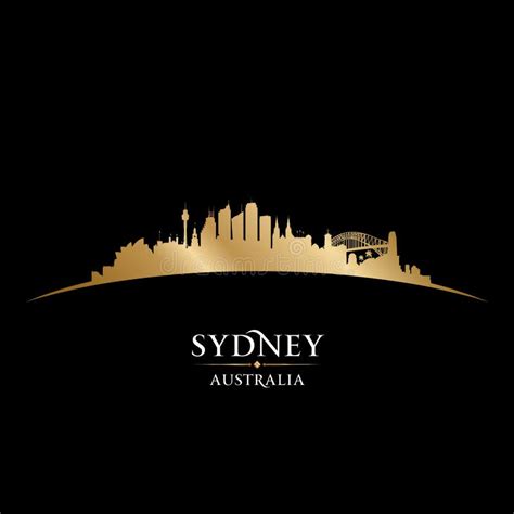 Sydney Australia City Silhouette Black Background Stock Vector