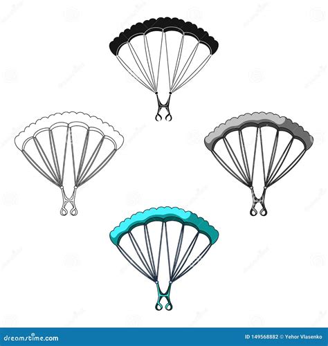 Parachutingextreme Sport Single Icon In Cartoonblack Style Vector