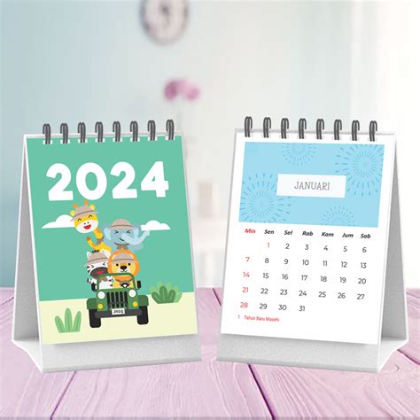 Jual Kalender 2024 Mini Aestetic Kalender Meja 2024 Kalender Mini